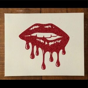 Sparkly Dripping Lips Canvas/Wall/Salon Decor